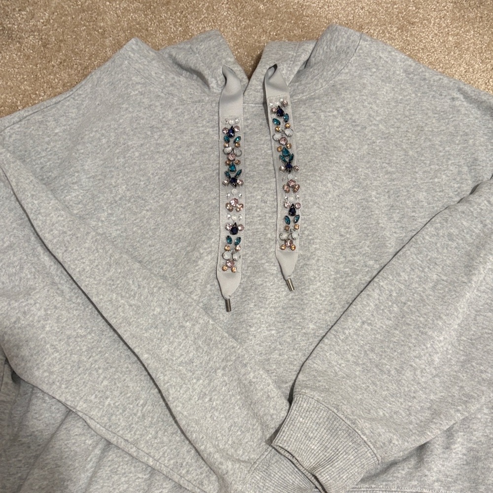 Express Gray Embellished Hoodie